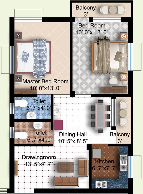 2bhk floorplan
